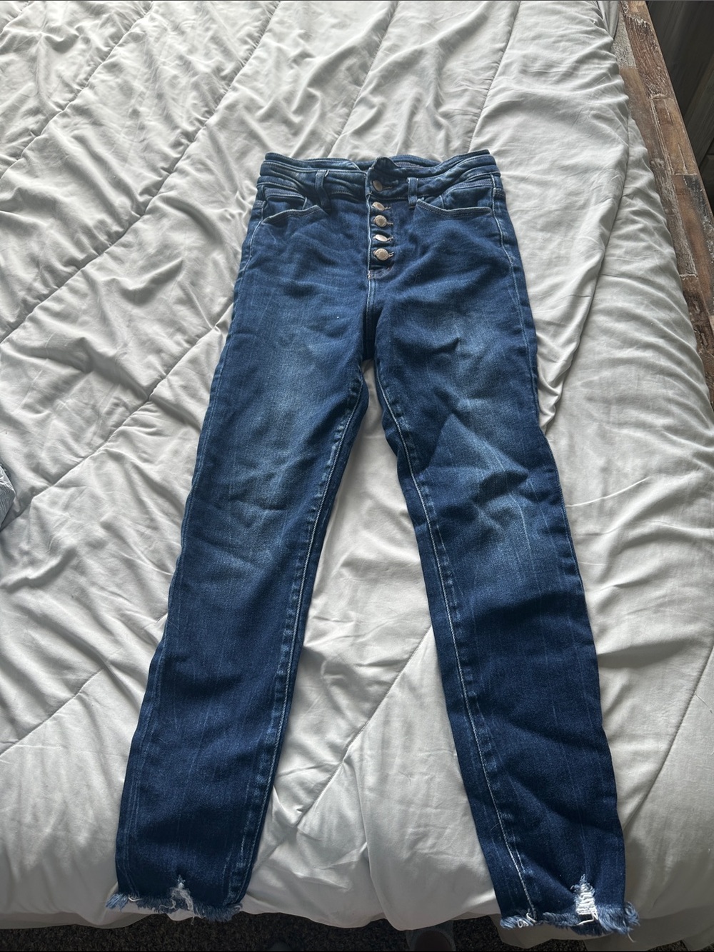 KanCan Dark Blue Skinny High-Rise Button-Fly Jeans